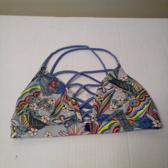 Victoria's Secret Sport Bra M Lace Up Yoga Active No Padding Floral Colorful - Picture 3 of 12